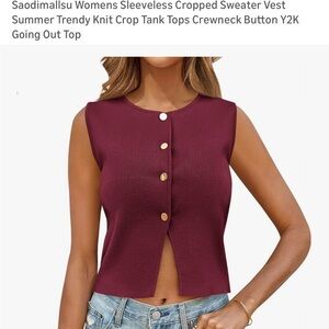 Sleeveless Cropped Sweater Vest with Buttons